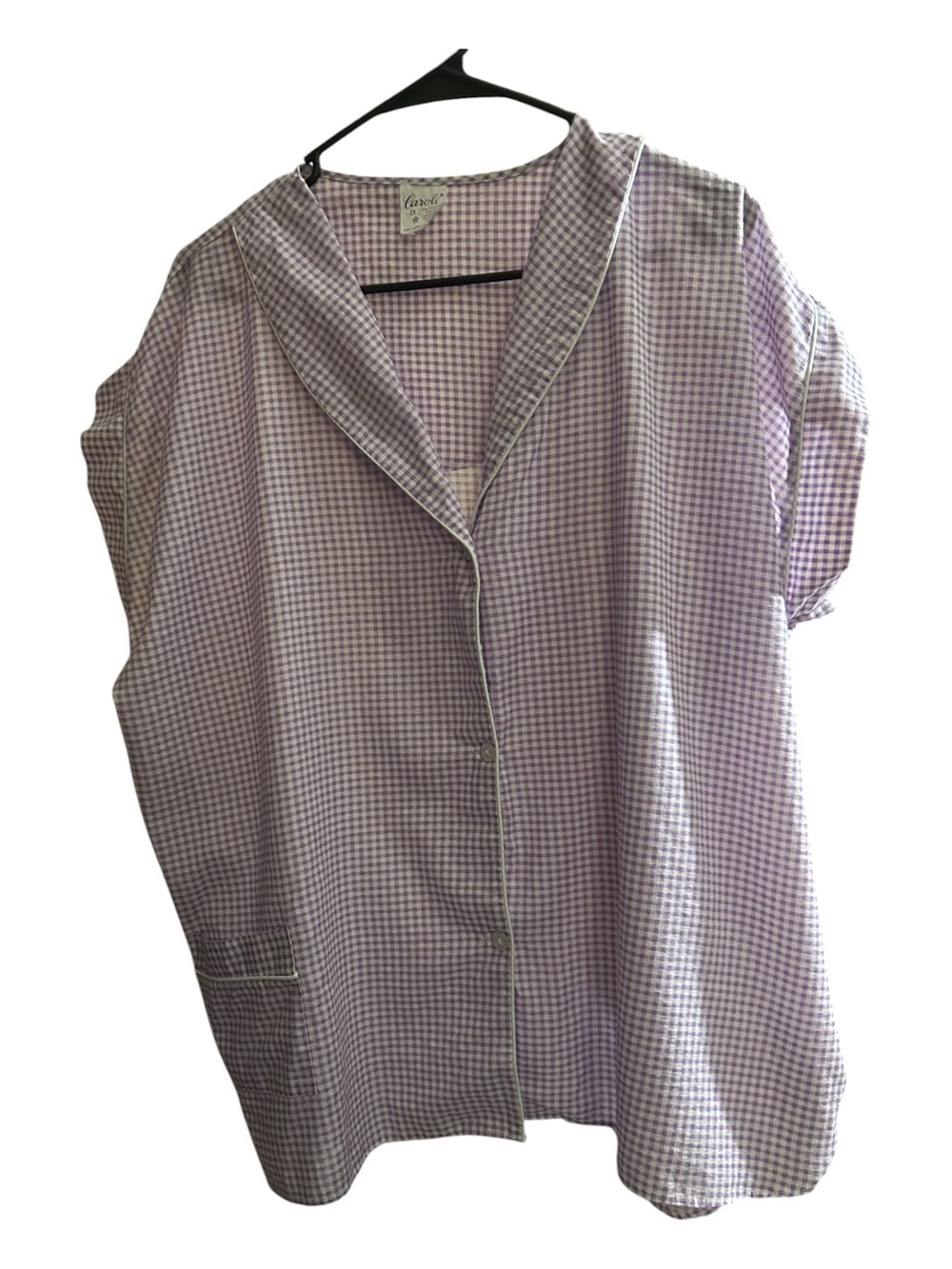 Carole Little Lavender Gingham Button-Front Sleep Shirt